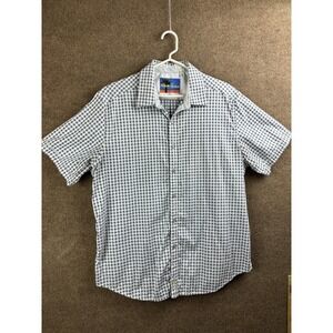 Robert Graham Shirt Mens 2XL Gray Check Short Sleeve Button Up Cotton Casual